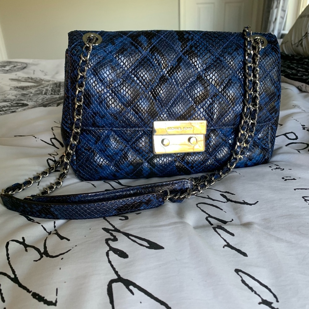 Michael Kors Sloan electric blue embossed leather - Picture 2 of 8